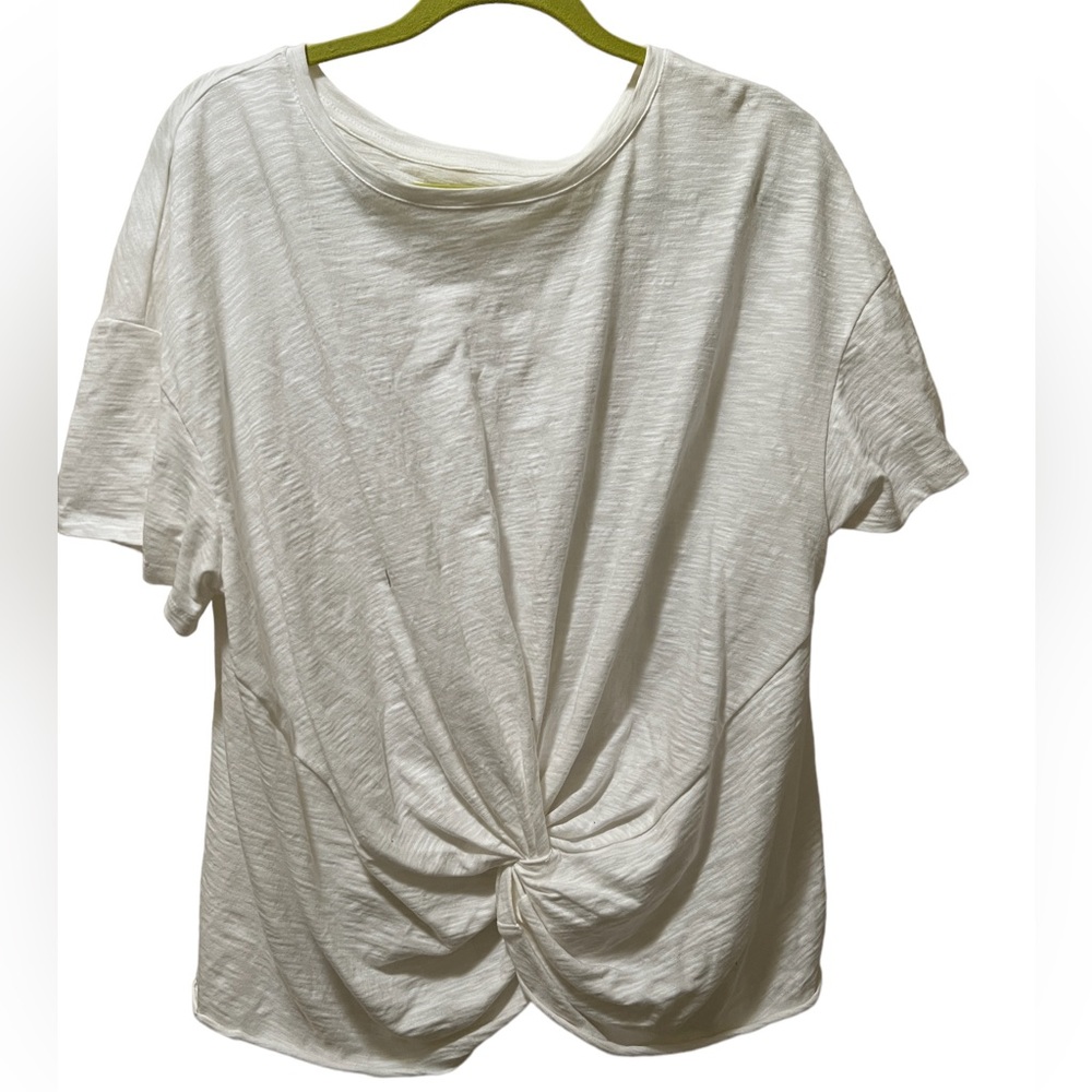 White Cotton Top with Front Knot and Elastic Back